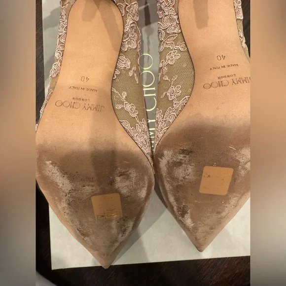 Jimmy Choo Women's Lace Embellished Pointed-Toe Pumps - Blush Pink - Picture 6 of 7